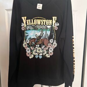 Yellowstone Dutton Ranch Unisex 2XL Black Floral Long Sleeve Sweatshirt